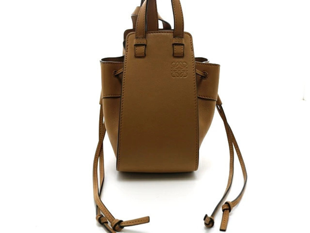 Loewe Hammock Drawstring Shoulder Bag Beige Cream Calfskin